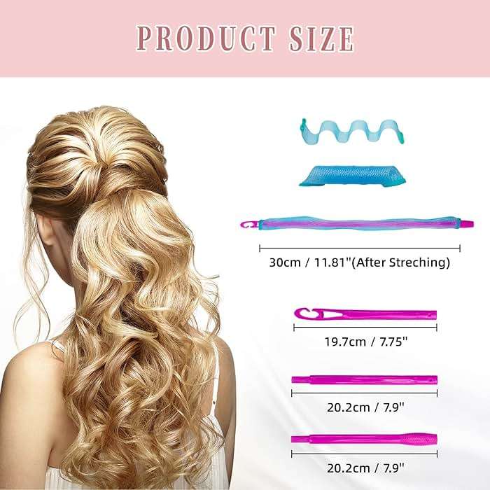 30pcs Heatless Hair Curlers Rollers Spiral Curls Styling Kit with 2 Sets Styling Hooks,No Heat Curlers for Women Girl's (12 Inch/30 cm). - Image 4