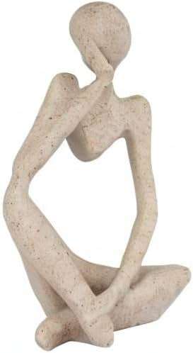 Ozzptuu Sandstone Resin Thinker Style Abstract Sculpture Statue Collectible Figurines Home Office Bookshelf Desktop Decor(Small Sandstone,Left) - Image 8