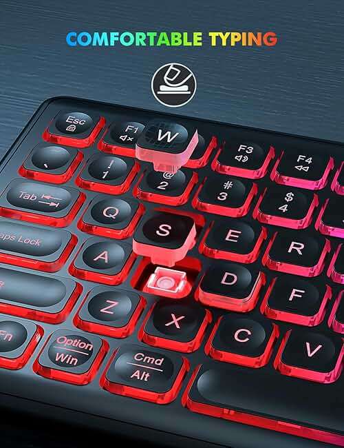 Wireless Keyboard and Mouse Combo - RGB Backlit, Rechargeable & Light Up Letters, Full-Size, Ergonomic Tilt Angle, Sleep Mode, 2.4GHz Quiet Keyboard Mouse for Mac, Windows, Laptop, PC - Image 9