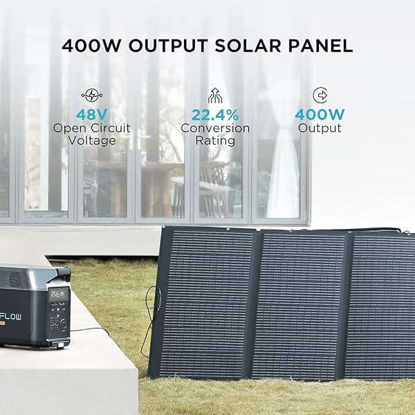 EF ECOFLOW 400W Portable Solar Panel, Foldable & Durable, Complete with an Adjustable Kickstand Case, Waterproof IP68 for Outdoor Adventures - Image 2