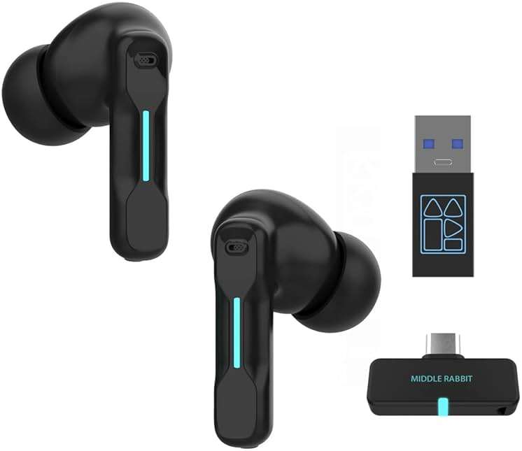 FEDIKER SW4 Pro Wireless Earbuds for PC/Computer/Laptop/Mobile - Dongle & Bluetooth - 20ms Low Latency - 4 Mics – Gaming - Work Headset/Headphones for Office - Image 1