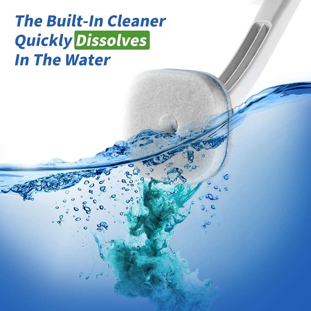 oshang Disposable Toilet Brush - Toilet Bowl Cleaner, Toilet Cleaning Supplies, Toilet Brush with Holder, 14 Refills for Deep Cleaning and Hygienic Bathroom Maintenance - Image 3
