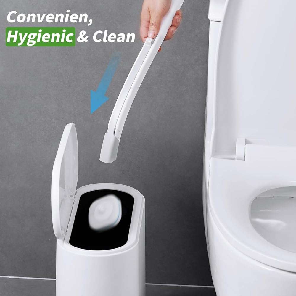 oshang Disposable Toilet Brush - Toilet Bowl Cleaner, Toilet Cleaning Supplies, Toilet Brush with Holder, 14 Refills for Deep Cleaning and Hygienic Bathroom Maintenance - Image 7