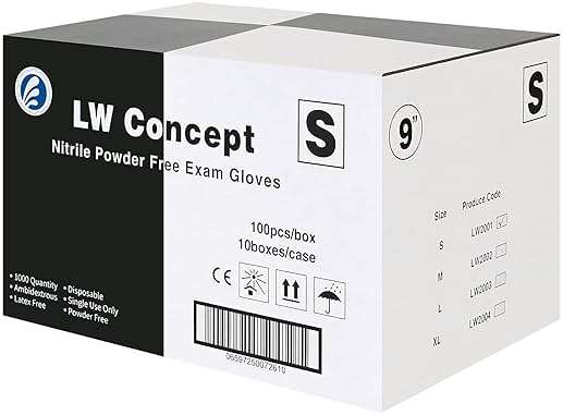 LW Concept Disposable Nitrile Gloves, Chemical Resistant, Powder-Free, Latex-Free, Non-Sterile, Food Safe, 5 Mil, Black, 1000-Count (Small) - Image 2