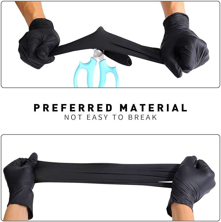 LW Concept Disposable Nitrile Gloves, Chemical Resistant, Powder-Free, Latex-Free, Non-Sterile, Food Safe, 5 Mil, Black, 1000-Count (Small) - Image 5