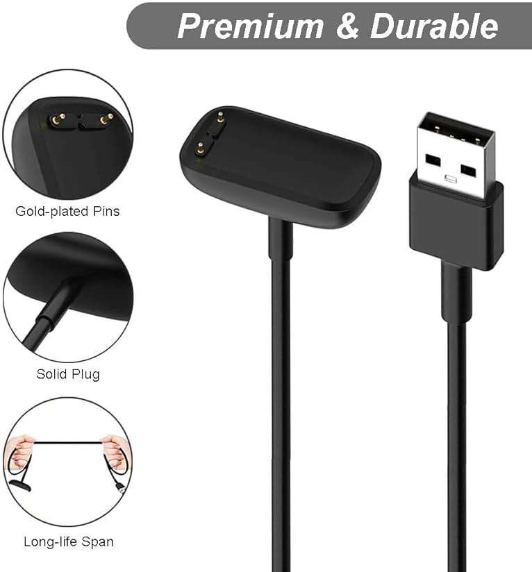 Charger for Fitbit Charge 6/5, Fitbit Luxe, Replacement USB Charging Cable Cord for Fitness Trackers [2-Pack, 1m/3.3ft] - Image 4