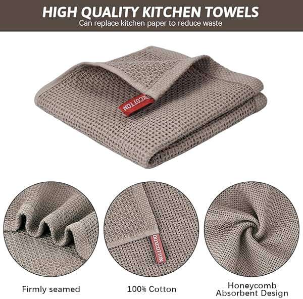 Nialnant 6 Pack Kitchen Towels and Dishcloths Sets,100% Cotton Soft Absorbent Quick Drying Dish Towels for Kitchen,Washing Dishes,12x12 Inches, Multi Color - Image 3