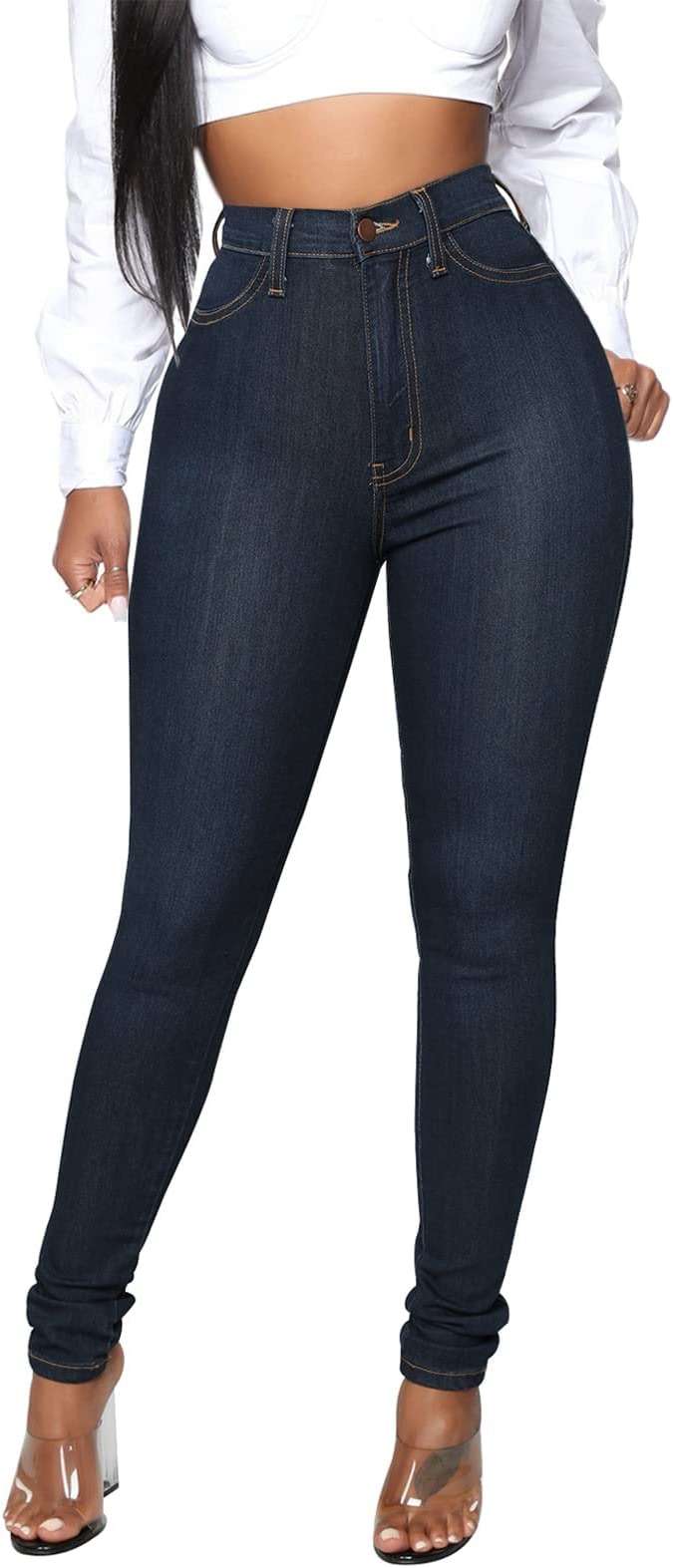 KUNMI Womens Classic High Waisted Skinny Stretch Butt Lifting Jeans Slim Fit Denim Pants - Image 1