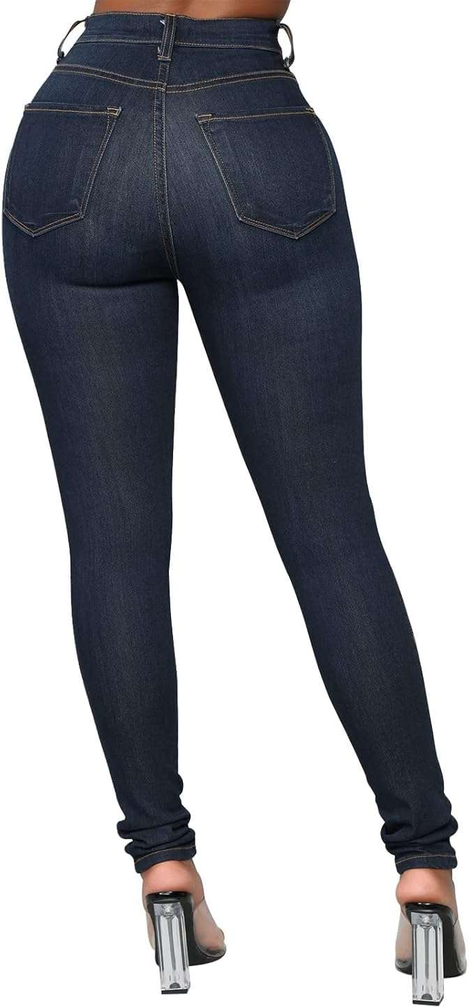 KUNMI Womens Classic High Waisted Skinny Stretch Butt Lifting Jeans Slim Fit Denim Pants - Image 5