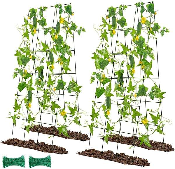 Kyrieval 48" Hx 18" L Cucumber Trellis for Garden A Frame Plant Support for Raised Bed, Outdoor Indoor Plant Garden Trellis for Climbing Plants (2 Packs) - Image 1