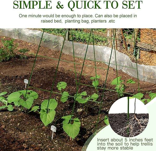 Kyrieval 48" Hx 18" L Cucumber Trellis for Garden A Frame Plant Support for Raised Bed, Outdoor Indoor Plant Garden Trellis for Climbing Plants (2 Packs) - Image 3