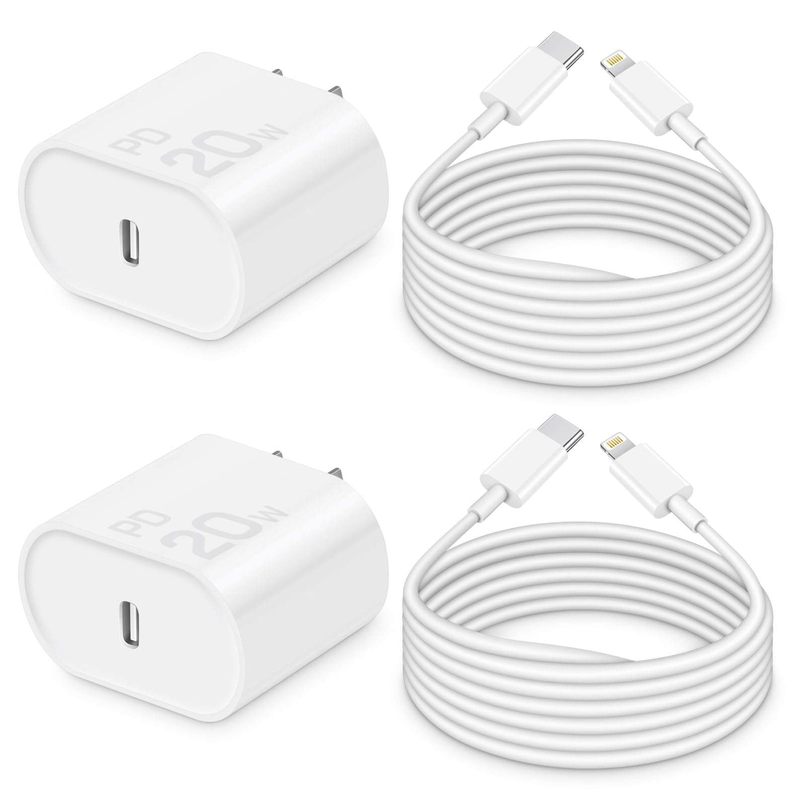 CXX 10FT Charger for iPhone 20W Fast Charging [MFi Certified, 2-Pack] USB-C PD Block & Extra Long Cable Compatible with iPhone 14/13/12/11/Pro/Plus/Max/Mini/SE, iPad & More - Image 1