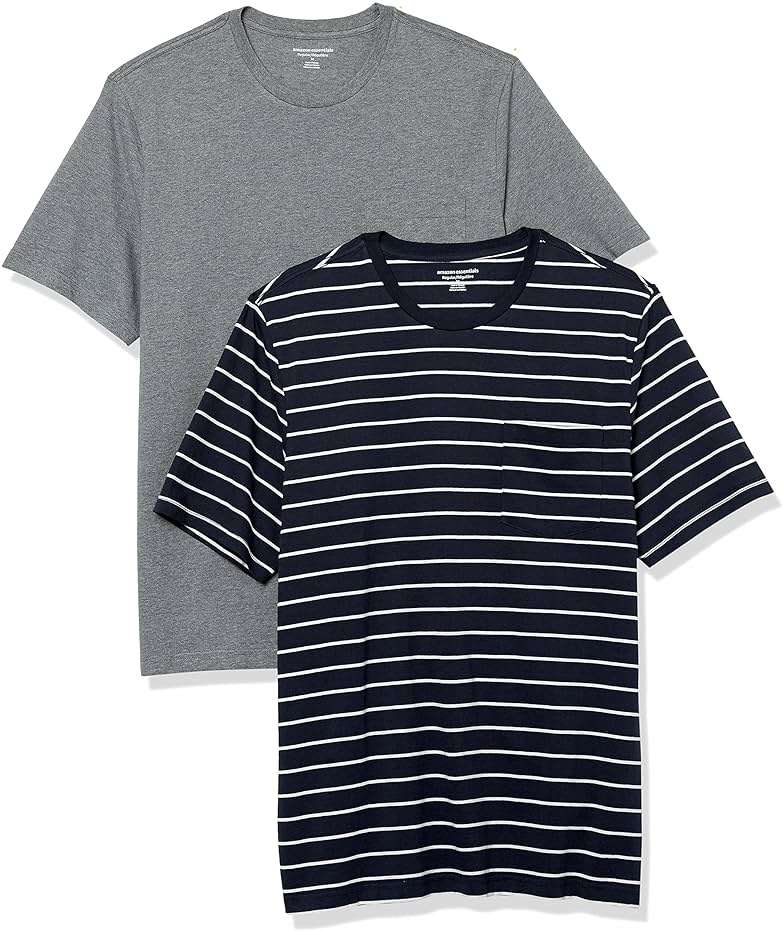 Amazon Essentials Men's Short-Sleeve Crewneck Pocket T-Shirts, Pack of 2 - Image 1