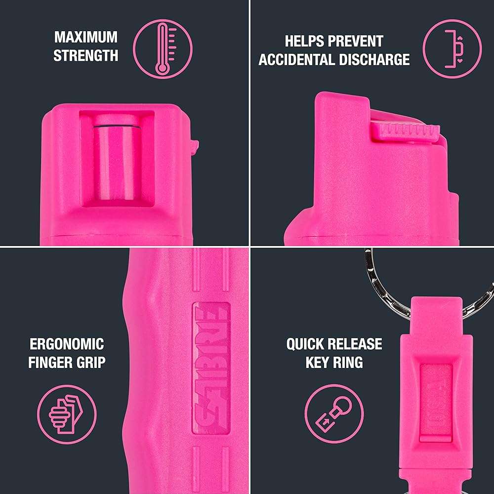 SABRE Pepper Spray And 2-in-1 Stun Gun and Flashlight, 25 Bursts of Max Strength OC Spray, Intuitive Finger Grip, 0.54 fl oz, Painful 1.160 µC Charge, 120 Lumens, Rechargeable, Safety Switch, Holster - Image 2