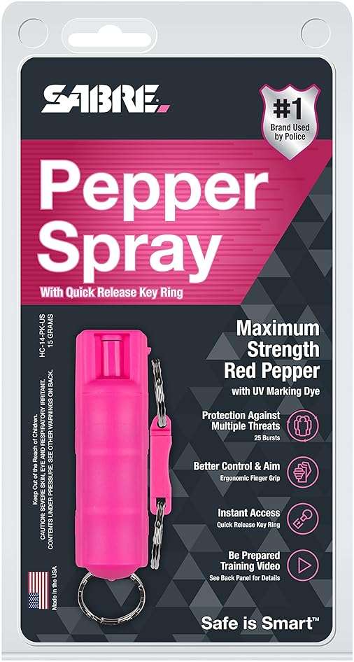 SABRE Pepper Spray And 2-in-1 Stun Gun and Flashlight, 25 Bursts of Max Strength OC Spray, Intuitive Finger Grip, 0.54 fl oz, Painful 1.160 µC Charge, 120 Lumens, Rechargeable, Safety Switch, Holster - Image 12
