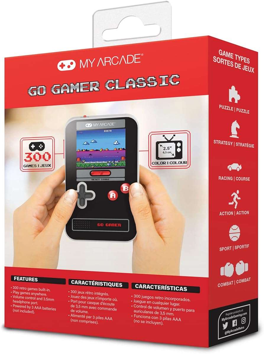 My Arcade Go Gamer Classic-RED: Preloaded Console with 300 Games, Full Color 2.5" Screen-Fun for The Whole Family (DGUN-3909) - Image 6