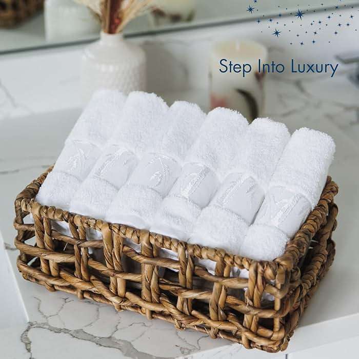 Marmaris Co. Set of 6 Luxury Wash Cloths for Your Face Viscose Bamboo & Turkish Cotton, White Wascloths - Image 7