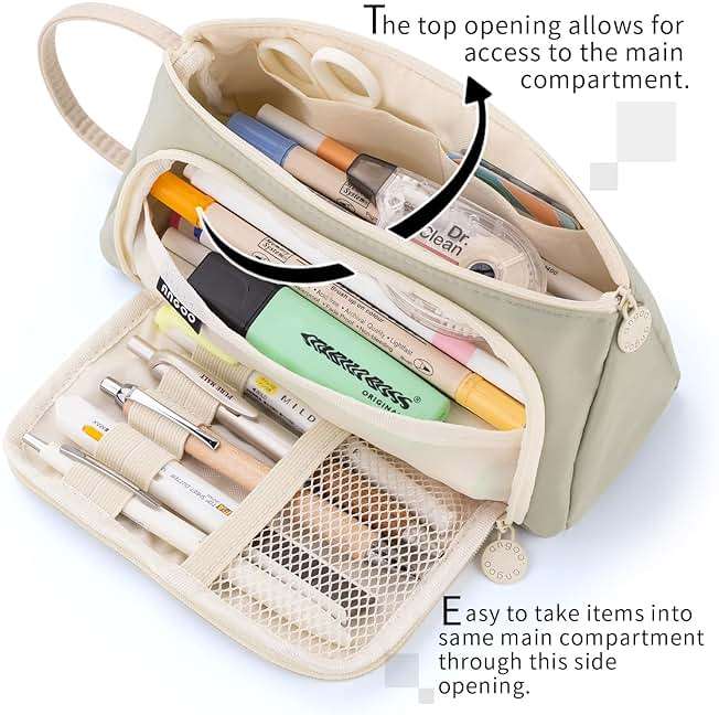 EASTHILL Big Capacity Pencil Case Pouch Pen Case Simple Stationery Bag School College Office Organizer for Teens Girls Adults Student - Image 2