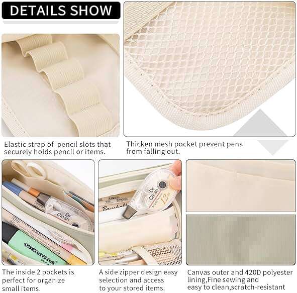 EASTHILL Big Capacity Pencil Case Pouch Pen Case Simple Stationery Bag School College Office Organizer for Teens Girls Adults Student - Image 6