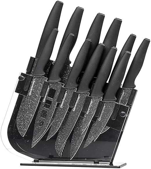 Nutriblade 12 Piece Knife Set with Block by Granitestone High-Grade Professional Chef Knife, Santoku Knives, Kitchen Knife with Easy-Grip Handles Stainless Steel Blades Dishwasher-Safe As Seen On TV - Image 1