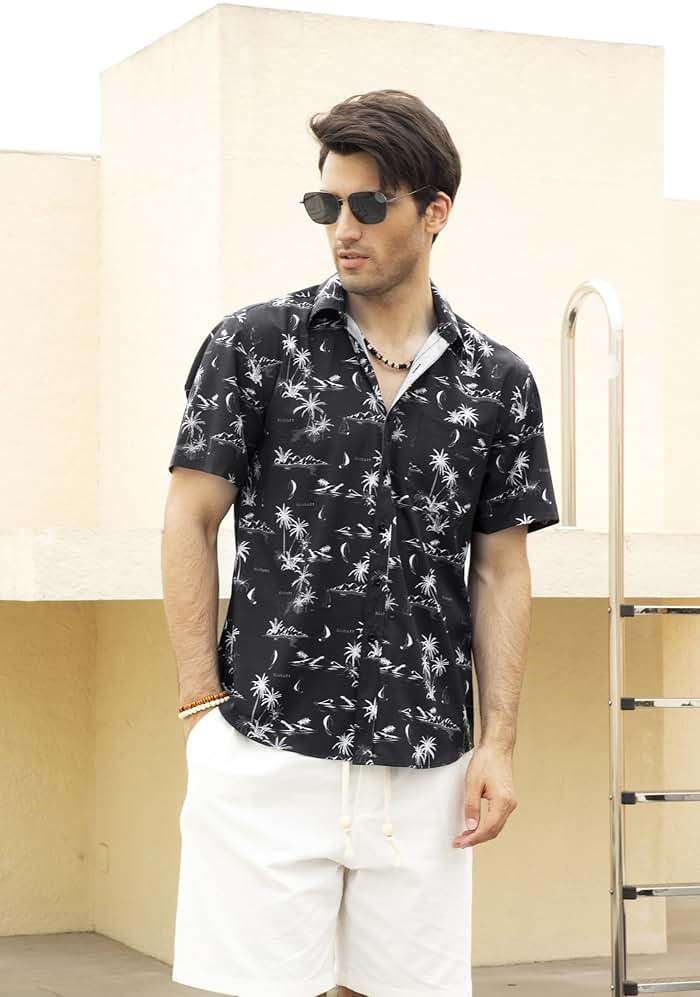 Enlision Men's Hawaiian Shirt Short Sleeve Casual Summer Beach Aloha Shirt Floral Button Down Tropical Hawaii Shirts - Image 2