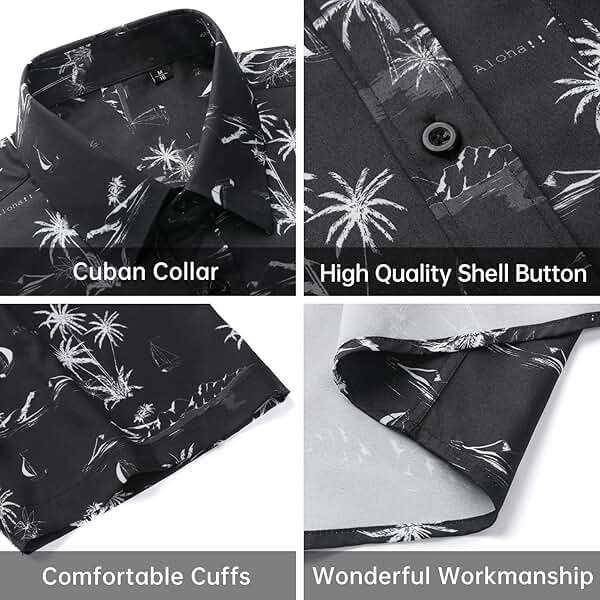 Enlision Men's Hawaiian Shirt Short Sleeve Casual Summer Beach Aloha Shirt Floral Button Down Tropical Hawaii Shirts - Image 3
