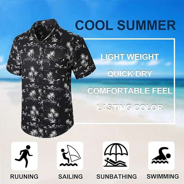 Enlision Men's Hawaiian Shirt Short Sleeve Casual Summer Beach Aloha Shirt Floral Button Down Tropical Hawaii Shirts - Image 5