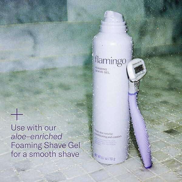 Flamingo Shaving Razor Set for Women - Original Razor Handle, 4 Blade Refills, and Shower Holder - Lilac - Image 3