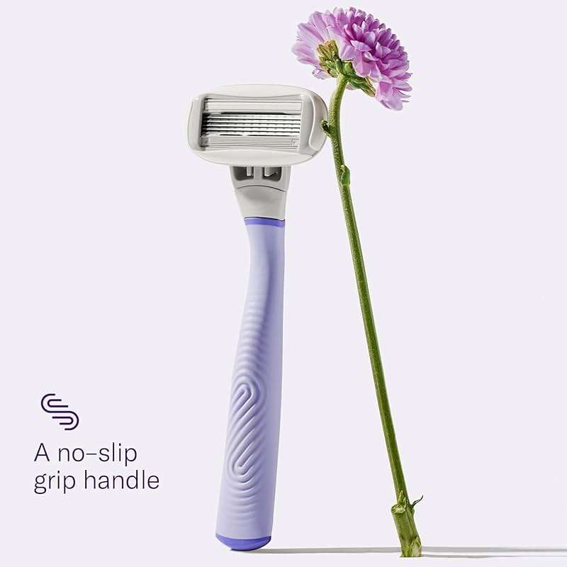 Flamingo Shaving Razor Set for Women - Original Razor Handle, 4 Blade Refills, and Shower Holder - Lilac - Image 4