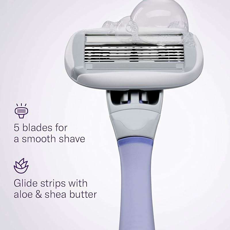 Flamingo Shaving Razor Set for Women - Original Razor Handle, 4 Blade Refills, and Shower Holder - Lilac - Image 5