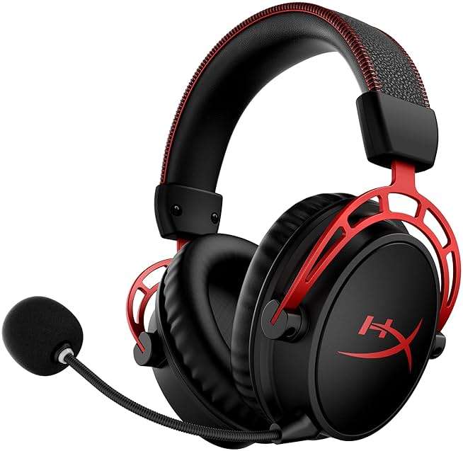 HyperX Cloud Alpha Wireless - Gaming Headset for PC, 300-hour battery life, DTS Headphone:X Spatial Audio, Memory foam, Dual Chamber Drivers, Noise-canceling mic, Durable aluminum frame,Red - Image 1