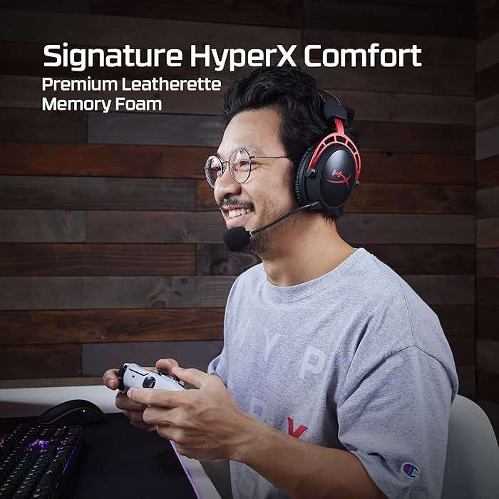 HyperX Cloud Alpha Wireless - Gaming Headset for PC, 300-hour battery life, DTS Headphone:X Spatial Audio, Memory foam, Dual Chamber Drivers, Noise-canceling mic, Durable aluminum frame,Red - Image 5