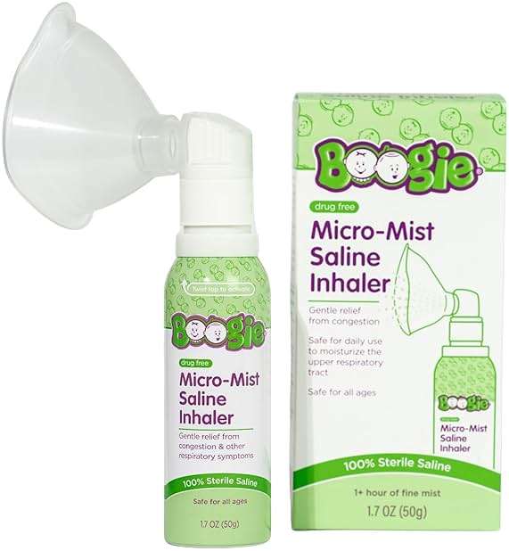 Boogie Micro-Mist Saline Inhaler, Baby Nose Congestion Relief, Nasal Spray for Kids, Pediatrician Recommended, 1.7oz Unscented - Pack of 1 - Image 1