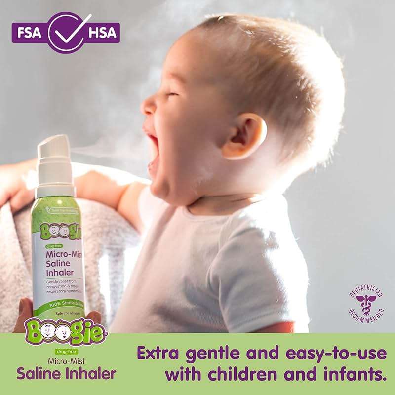Boogie Micro-Mist Saline Inhaler, Baby Nose Congestion Relief, Nasal Spray for Kids, Pediatrician Recommended, 1.7oz Unscented - Pack of 1 - Image 3