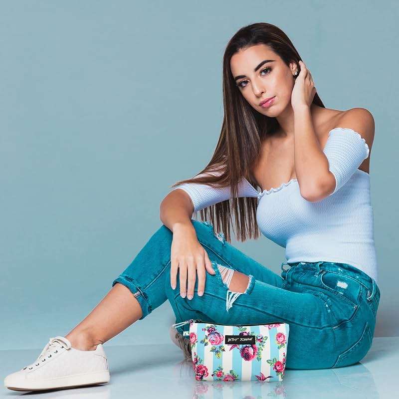 Betsey Johnson 8.5 Inch Zipper Cosmetic Pouch Small Toiletry Bag Lightweight Durable Polyester Organizer with Inner Zipped Pocket Good For Makeup Accessories and Travel Needs (Hummingbird Floral) - Image 5