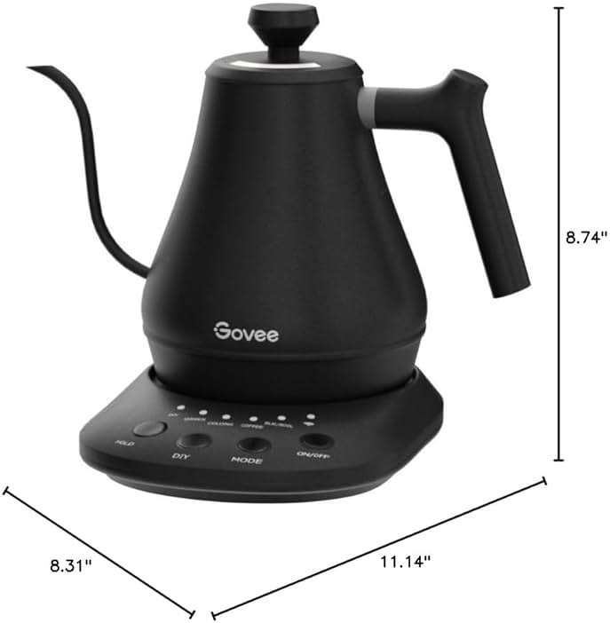 Govee Smart Electric Kettle, WiFi Variable Temperature Gooseneck Pour Over Kettle and Tea Kettle, Alexa Control, 1200W Quick Heating, 100% Stainless Steel, 0.8L, Matte Black - Image 2