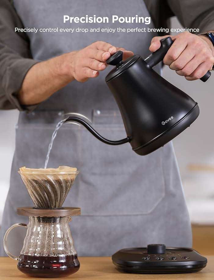 Govee Smart Electric Kettle, WiFi Variable Temperature Gooseneck Pour Over Kettle and Tea Kettle, Alexa Control, 1200W Quick Heating, 100% Stainless Steel, 0.8L, Matte Black - Image 3