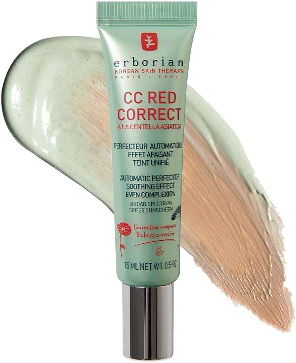 Erborian CC Red Color Correcting SPF 25 Green Pigment Cream, Neutralizes Redness, Calms Skin, Lightweight, Tone‑Perfecting Primer, Korean Skincare - Image 1