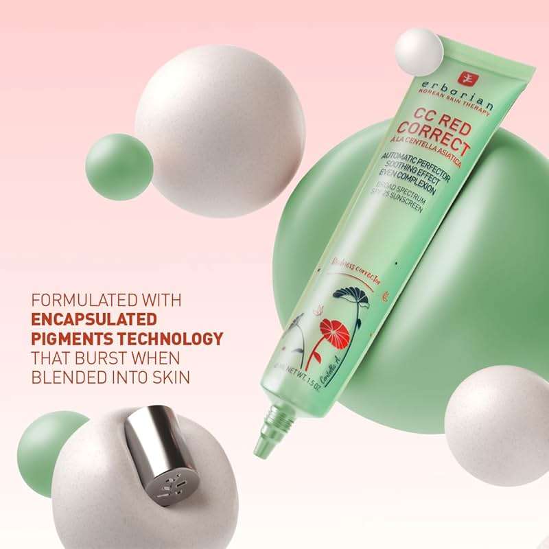 Erborian CC Red Color Correcting SPF 25 Green Pigment Cream, Neutralizes Redness, Calms Skin, Lightweight, Tone‑Perfecting Primer, Korean Skincare - Image 6