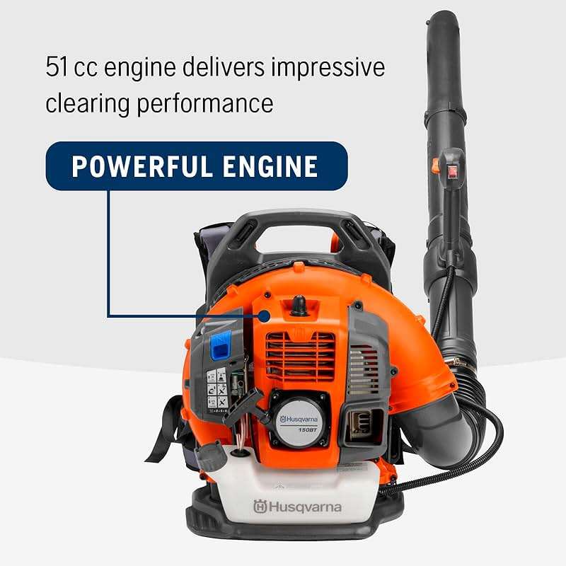 Husqvarna 150BT Gas Leaf Blower, 51-cc 2.16-HP 2-Cycle Backpack Leaf Blower, 765-CFM, 270-MPH, 22-N Powerful Clearing Performance and Ergonomic Harness System, Gifts for Men, 970466901 - Image 3