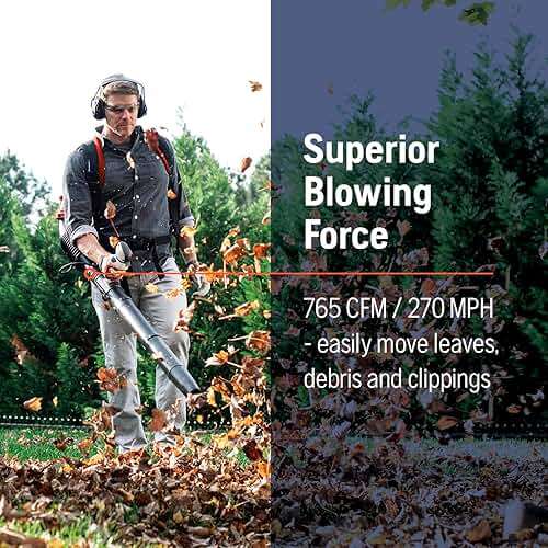 Husqvarna 150BT Gas Leaf Blower, 51-cc 2.16-HP 2-Cycle Backpack Leaf Blower, 765-CFM, 270-MPH, 22-N Powerful Clearing Performance and Ergonomic Harness System, Gifts for Men, 970466901 - Image 4