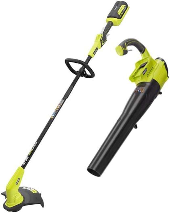 Ryobi 40V Cordless Battery Attachment Capable String Trimmer and Leaf Blower Combo Kit (2-Tools) w/ 4.0 Ah Battery & Charger - Image 3
