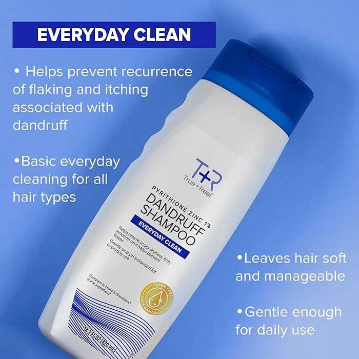 True+Real Classic Everyday Clean Anti-Dandruff Shampoo, Pyrithione Zinc 1%, Daily Use Scalp Care for All Hair Types, 14.2 Fl Oz, 1 pk - Image 4
