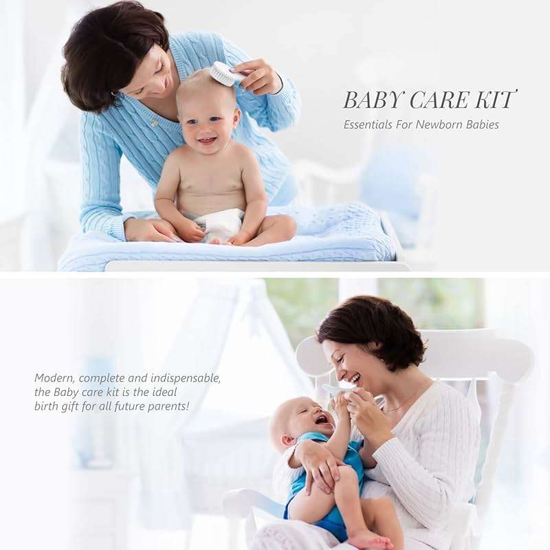 Baby Grooming Kit, 15 in 1 Portable Baby Safety Care Set with 01 Hair Brush Comb Nail Clipper Nasal Aspirator etc for Nursery Newborn Infant Girl Boys Keep Clean(White) - Image 2