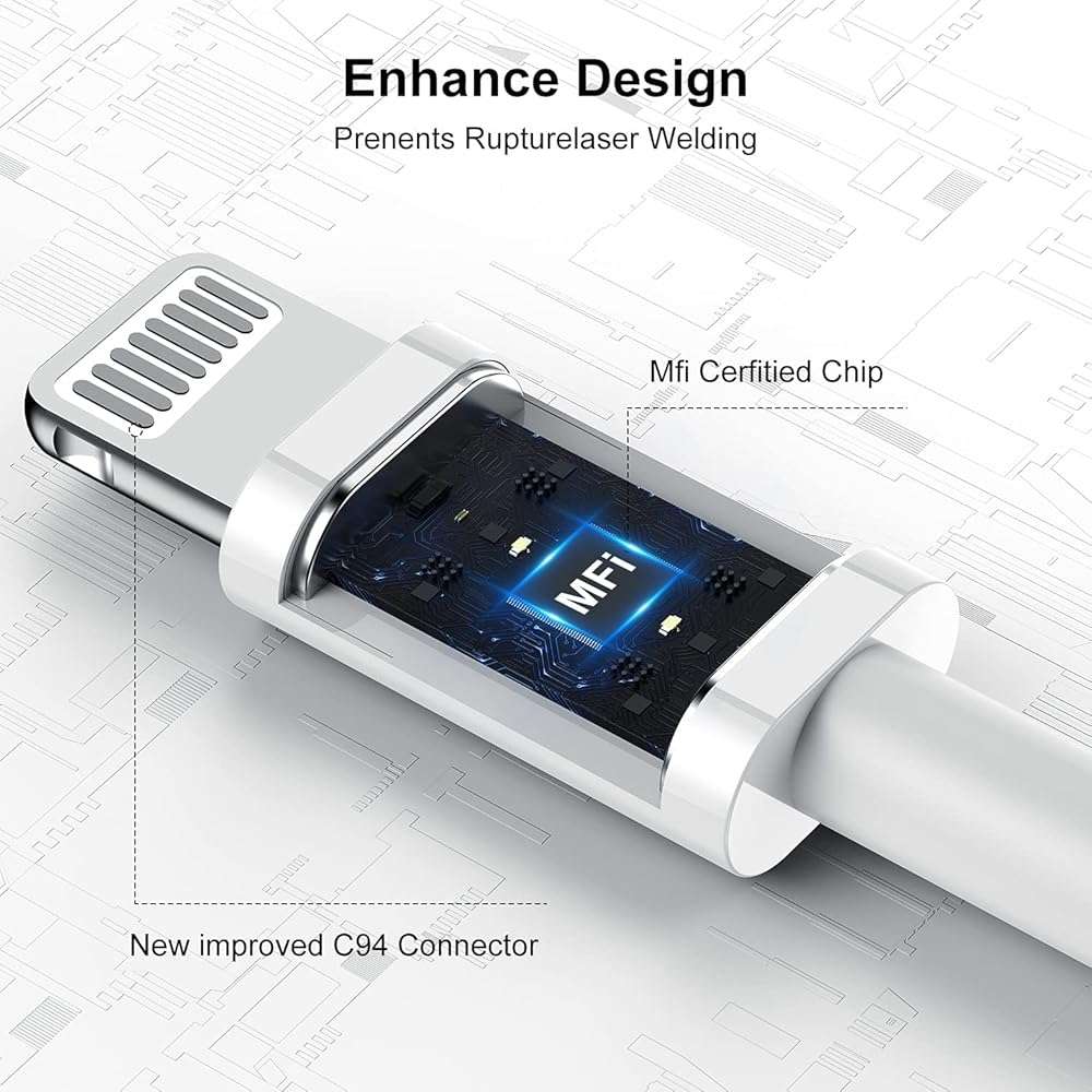 Long iPhone 12 13 14 Fast Charger Cable 10ft,[Apple MFi Certified] USB C to Lightning Cable,Type C Port Support Apple Charging Cord for iPhone 14 Pro/14/13 Pro/12 Pro Max/12 Mini/11 Pro/XS/XR/iPad. - Image 2