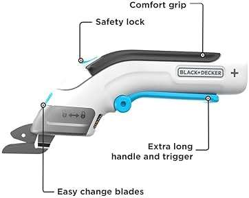 BLACK+DECKER 4V MAX Cordless Electric Fabric Craft Scissors, USB Rechargeable (BCSC115FF) - Image 3