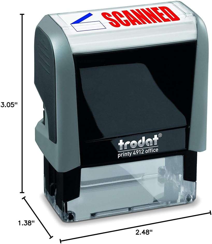 Trodat Printy 4912 2-Color Message Stamp - Self-Inking, Red and Blue Ink, Impression Size 3/4" x 1-7/8" (Scanned) - Image 7