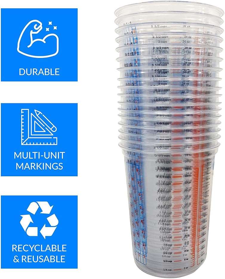 Reli. (50 Pcs) 32 oz (1 quart) Paint Mixing Cup | Disposable Measuring Cups | Clear Plastic Mixing | Use for Paint, Epoxy, Resin, Pigments (32oz) - Image 5