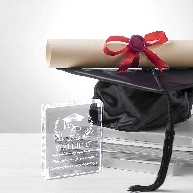 YWHL Inspirational Graduation Gift for Her Him, 2026 You Did It Graduate Present, Laser Engraved Crystal Graduation Keepsake for College High School Masters Degree - Image 4