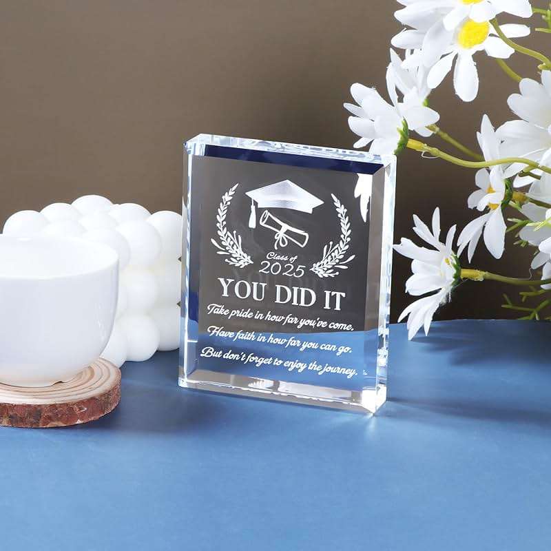 YWHL Inspirational Graduation Gift for Her Him, 2026 You Did It Graduate Present, Laser Engraved Crystal Graduation Keepsake for College High School Masters Degree - Image 6
